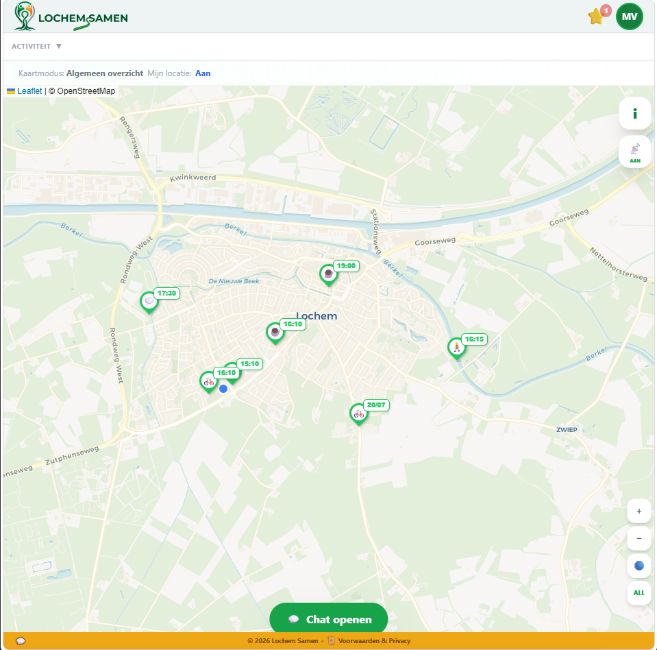 Overzicht van activiteiten op de kaart